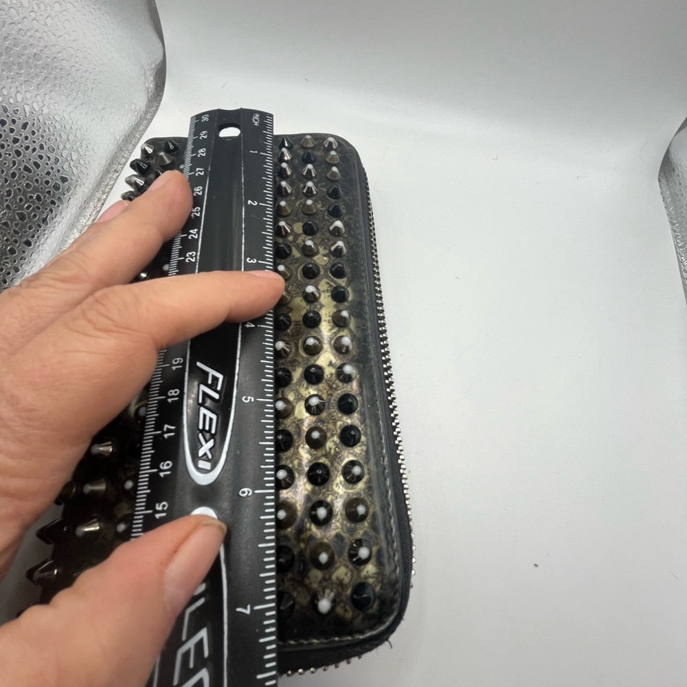 Christian Louboutin panettone studs leather black zip long wallet - Picture 7 of 9